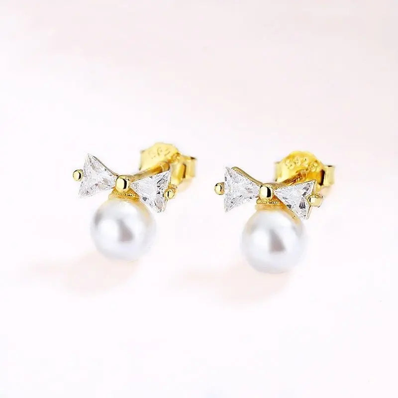 Adorable Pearl Bow Earrings - Cute & Sweet Style-Jewearrings