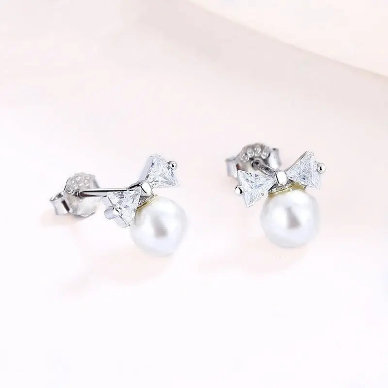 Adorable Pearl Bow Earrings - Cute & Sweet Style-Jewearrings