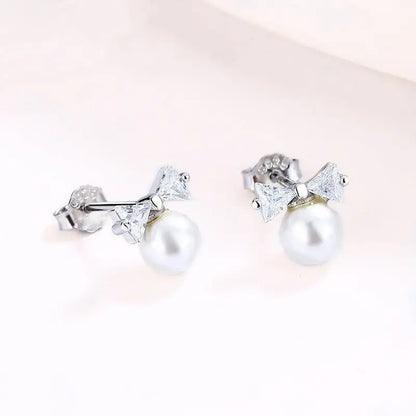 Adorable Pearl Bow Earrings - Cute & Sweet Style-Jewearrings