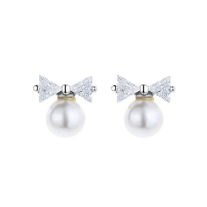 Adorable Pearl Bow Earrings - Cute & Sweet Style-Jewearrings