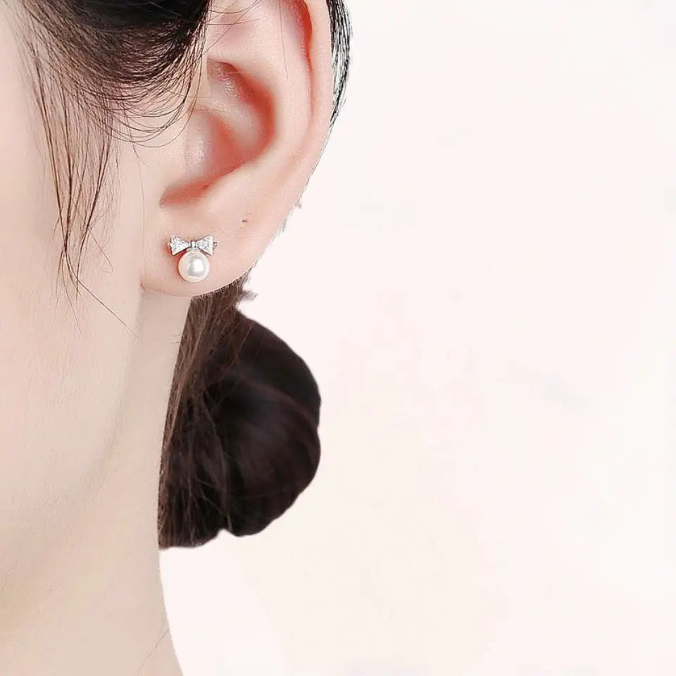 Adorable Pearl Bow Earrings - Cute & Sweet Style-Jewearrings