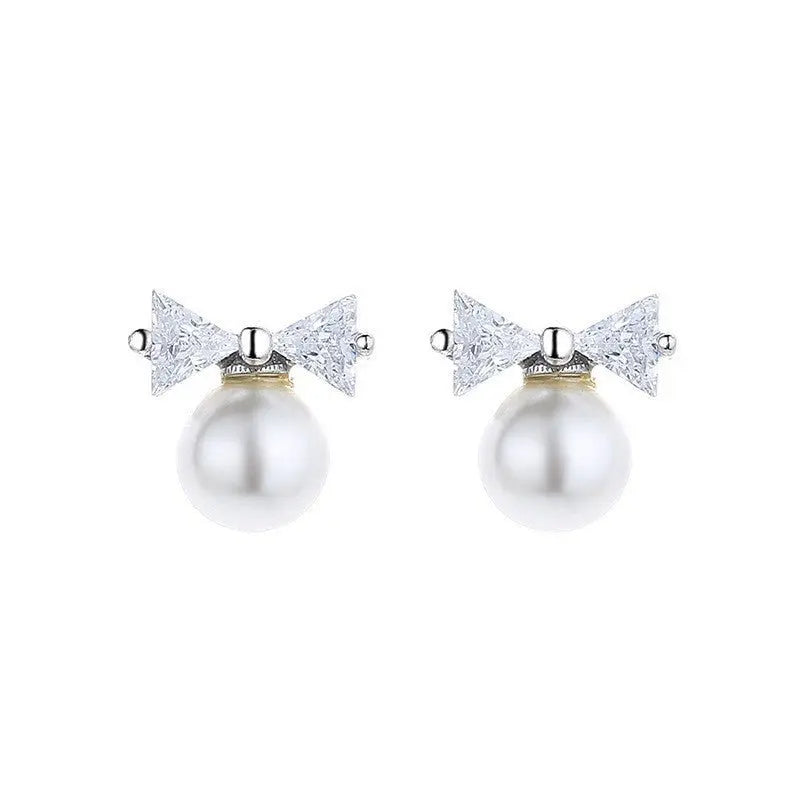 Adorable Pearl Bow Earrings - Cute & Sweet Style-Jewearrings