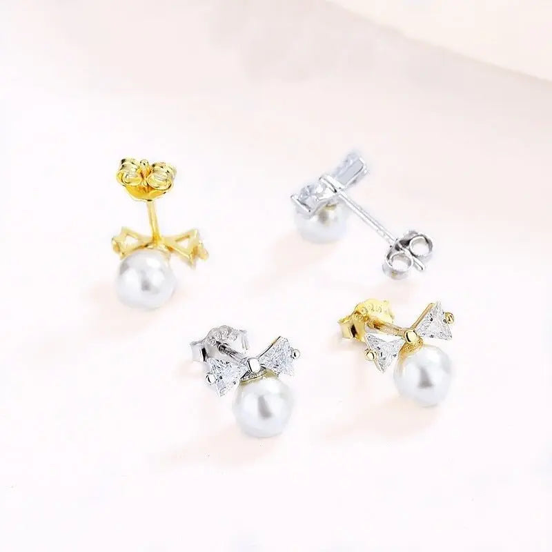 Adorable Pearl Bow Earrings - Cute & Sweet Style-Jewearrings