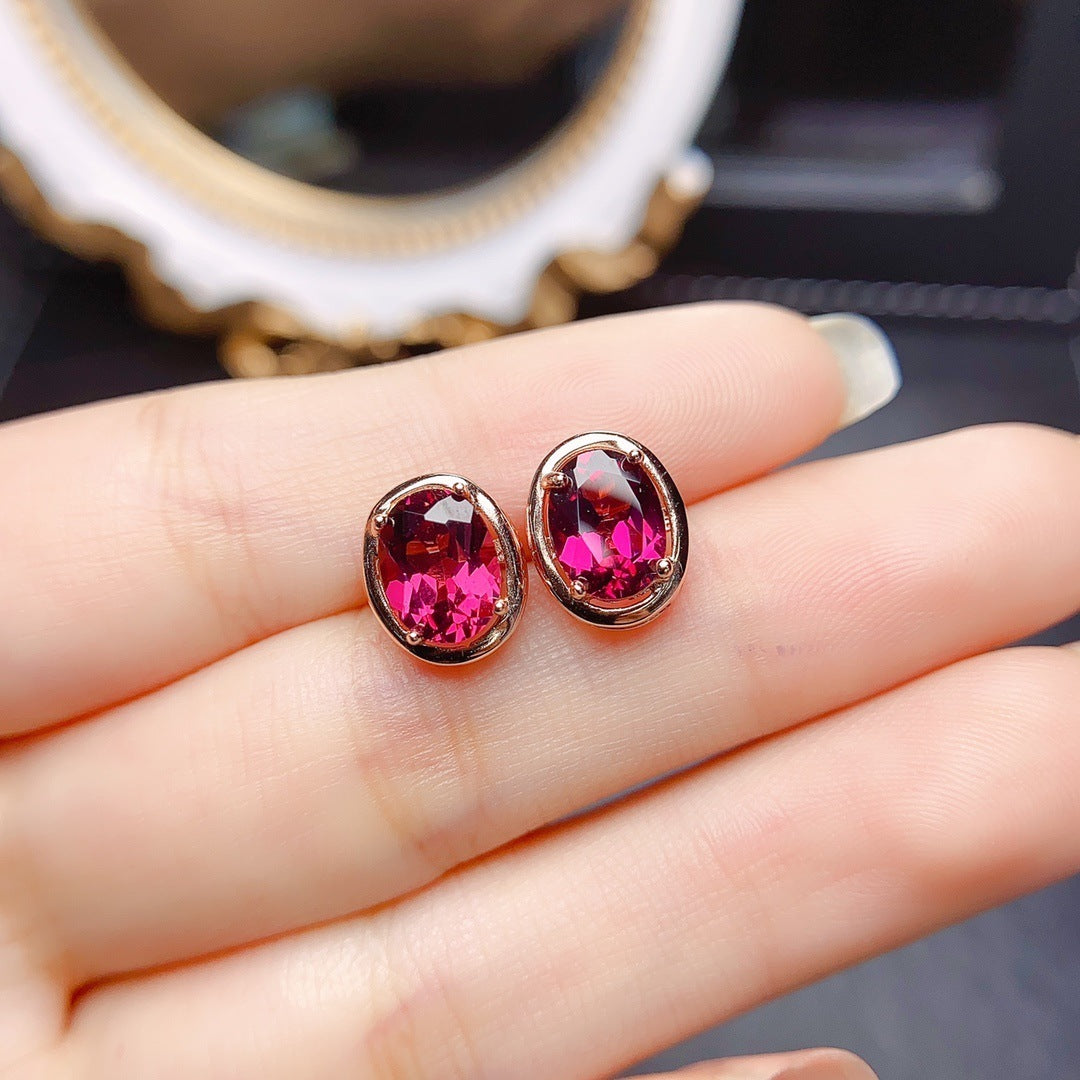 Women's S925 Silver Natural Stone Stud Earrings-Jewearrings