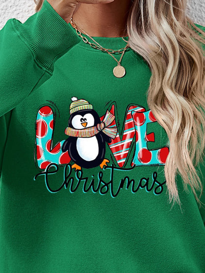 LIVE CHRISTMAS Drop Shoulder Round Neck Sweatshirt-Jewearrings