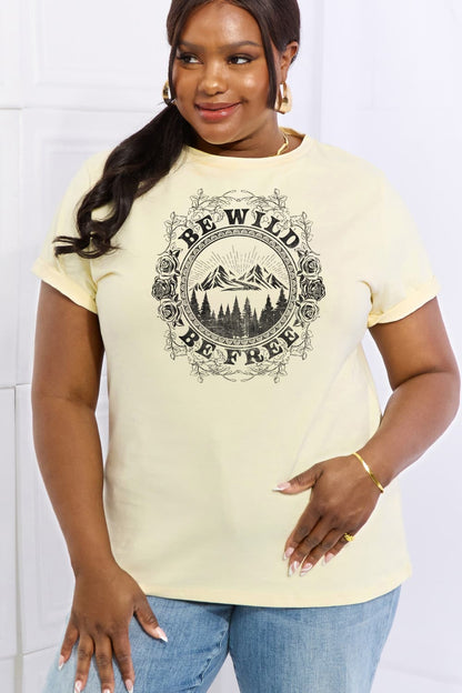 Simply Love Full Size BE WILD BE FREE Graphic Cotton T-Shirt-Jewearrings