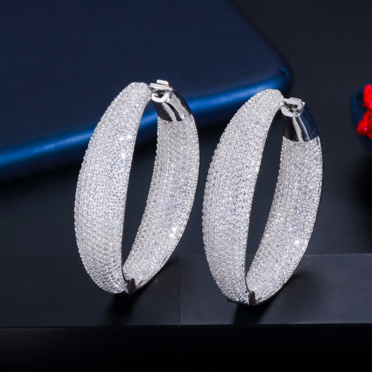 Simple Gold-plated Fashion Earrings With Sparkling Diamonds And Micro Inlaid Zircon-Jewearrings