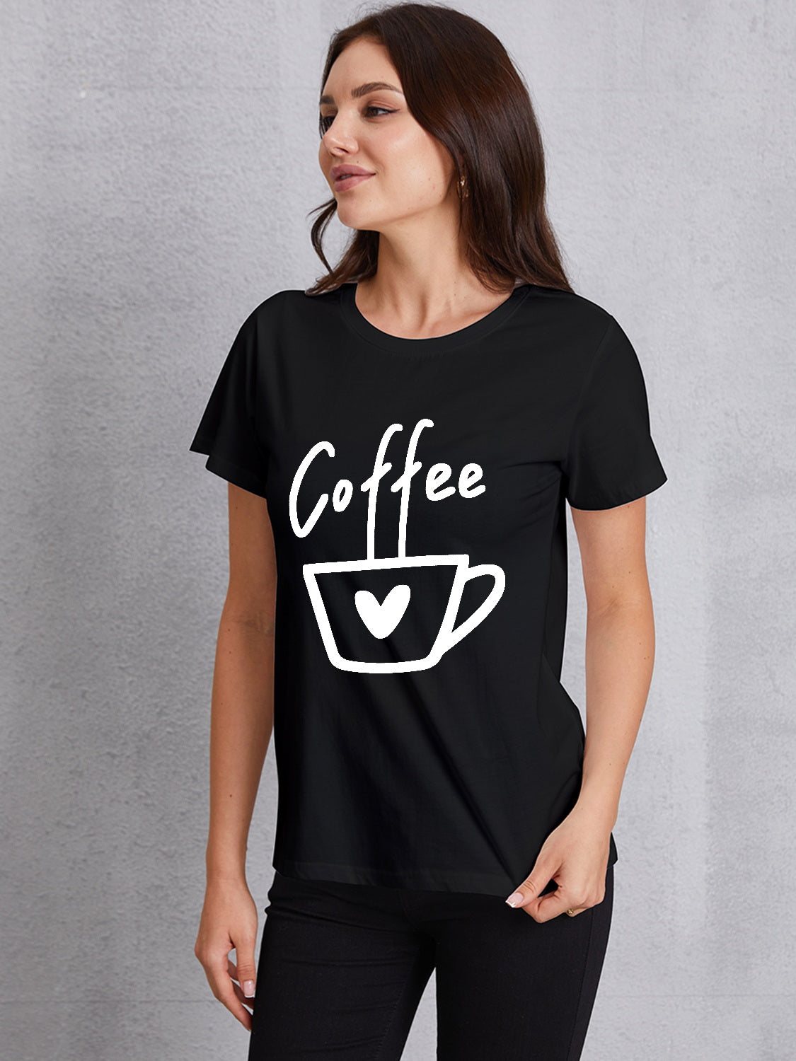 COFFEE Round Neck Short Sleeve T-Shirt-Jewearrings