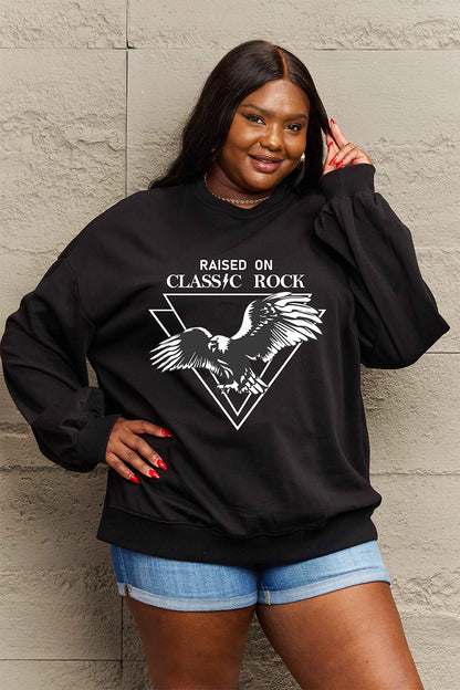 Simply Love Full Size Eagle Graphic Drop Shoulder Sweatshirt-Jewearrings