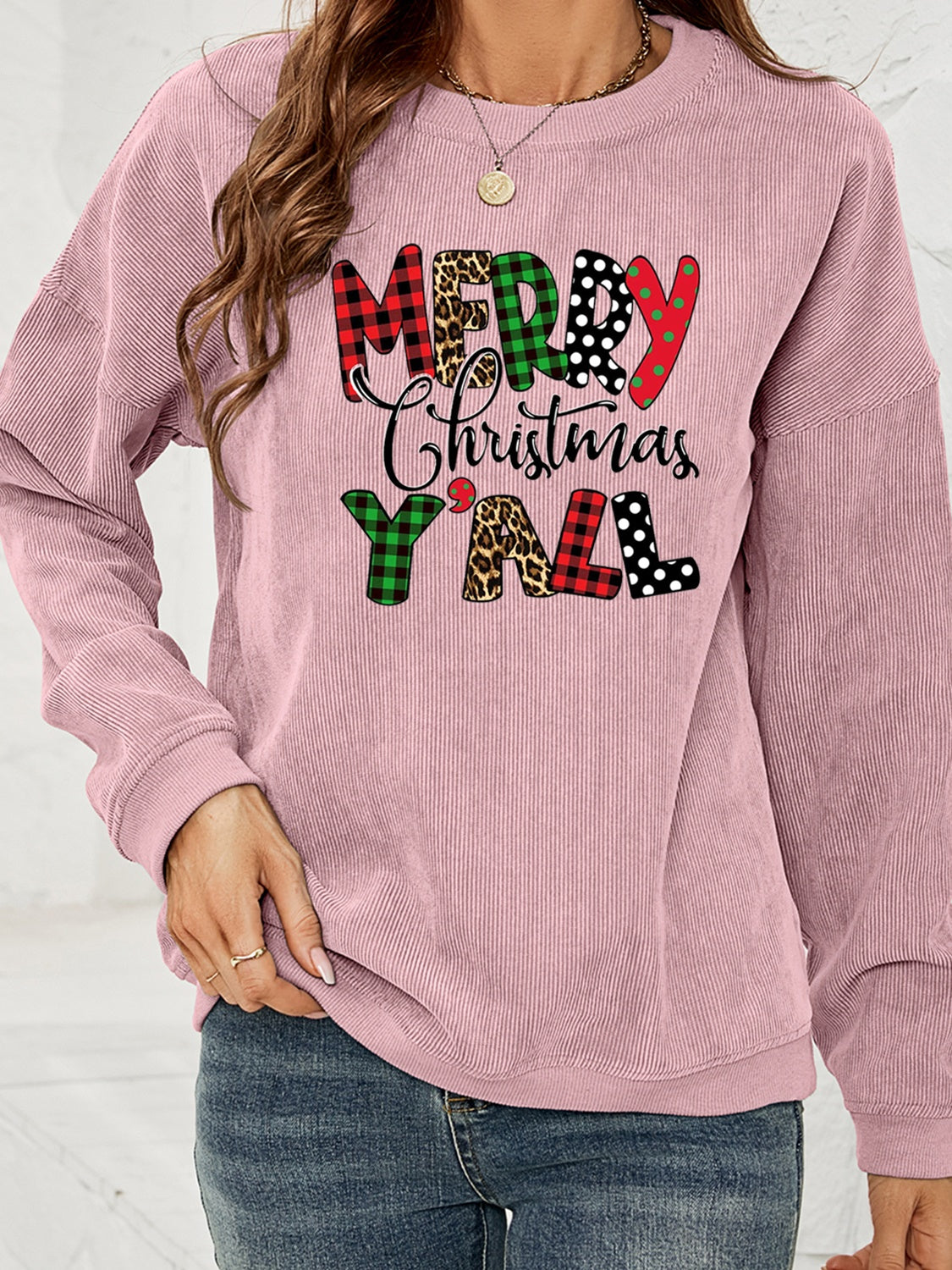 MERRY CHRISTMAS Y'ALL Graphic Sweatshirt-Jewearrings