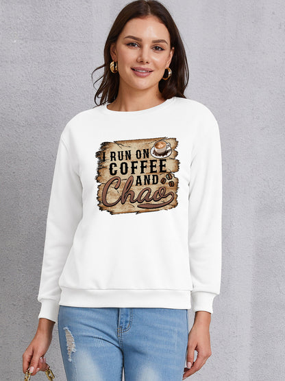 Letter Graphic Round Neck Sweatshirt-Jewearrings