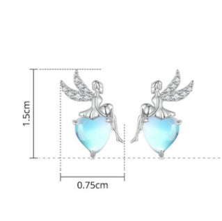 Sterling Silver Elf Love Heart Stud Earrings Ornament-Jewearrings