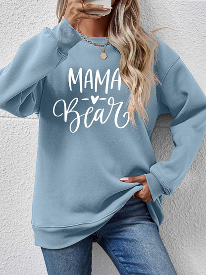 Letter Graphic Round Neck Long Sleeve Sweatshirt-Jewearrings