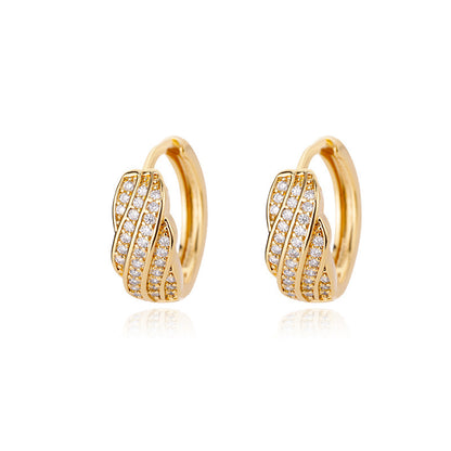 Lock Female Oval Geometric Zircon-encrusted Stud Earrings-Jewearrings