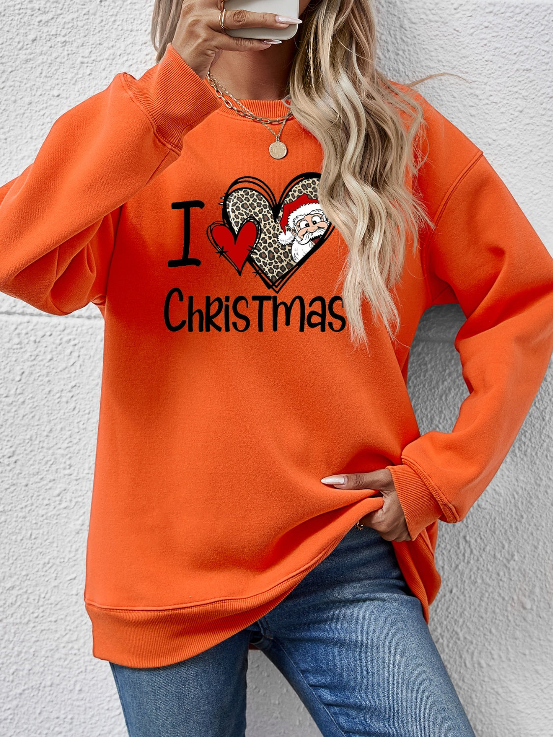 CHRISTMAS Graphic Round Neck Sweatshirt-Jewearrings