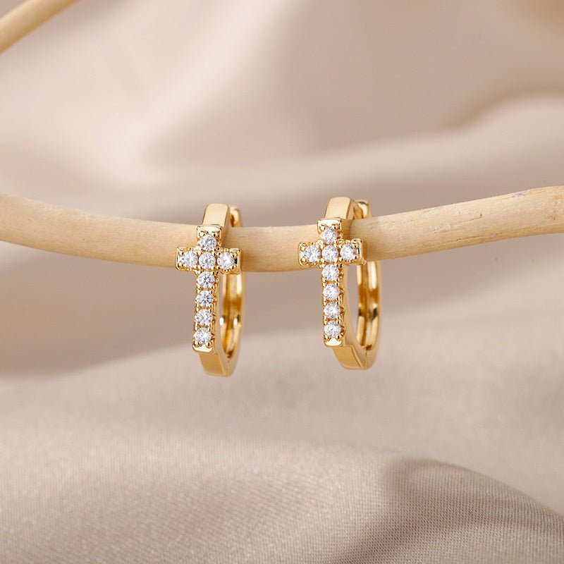 Aesthetic Stainless Steel Hoop Earrings For Women Gold Color-Jewearrings