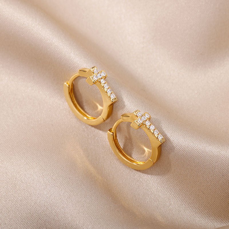 Aesthetic Stainless Steel Hoop Earrings For Women Gold Color-Jewearrings