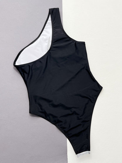 Contrast Panel One-Piece Swimsuit-Jewearrings