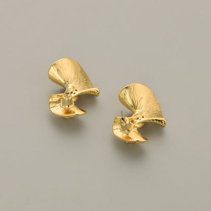 French Retro Dance Dress Shaped Copper Stud Earrings-Jewearrings