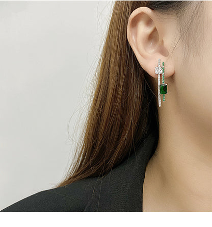 S925 Sterling Silver Stud Earrings Emerald-Jewearrings