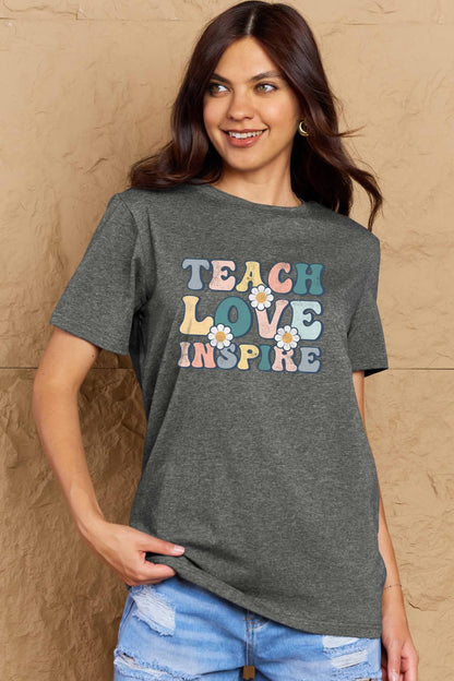 Simply Love Full Size TEACH LOVE INSPIRE Graphic Cotton T-Shirt-Jewearrings