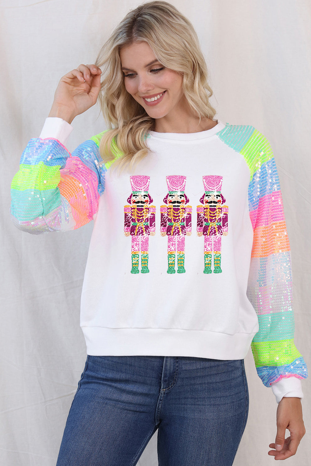 Nutcracker Sequin Long Sleeve Sweatshirt-Jewearrings