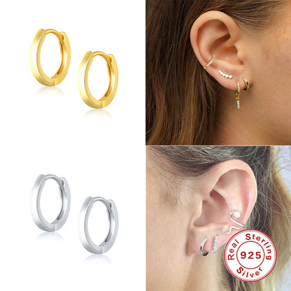 S925 Sterling Silver Glossy And Simple Fashion Earclip Earrings-Jewearrings