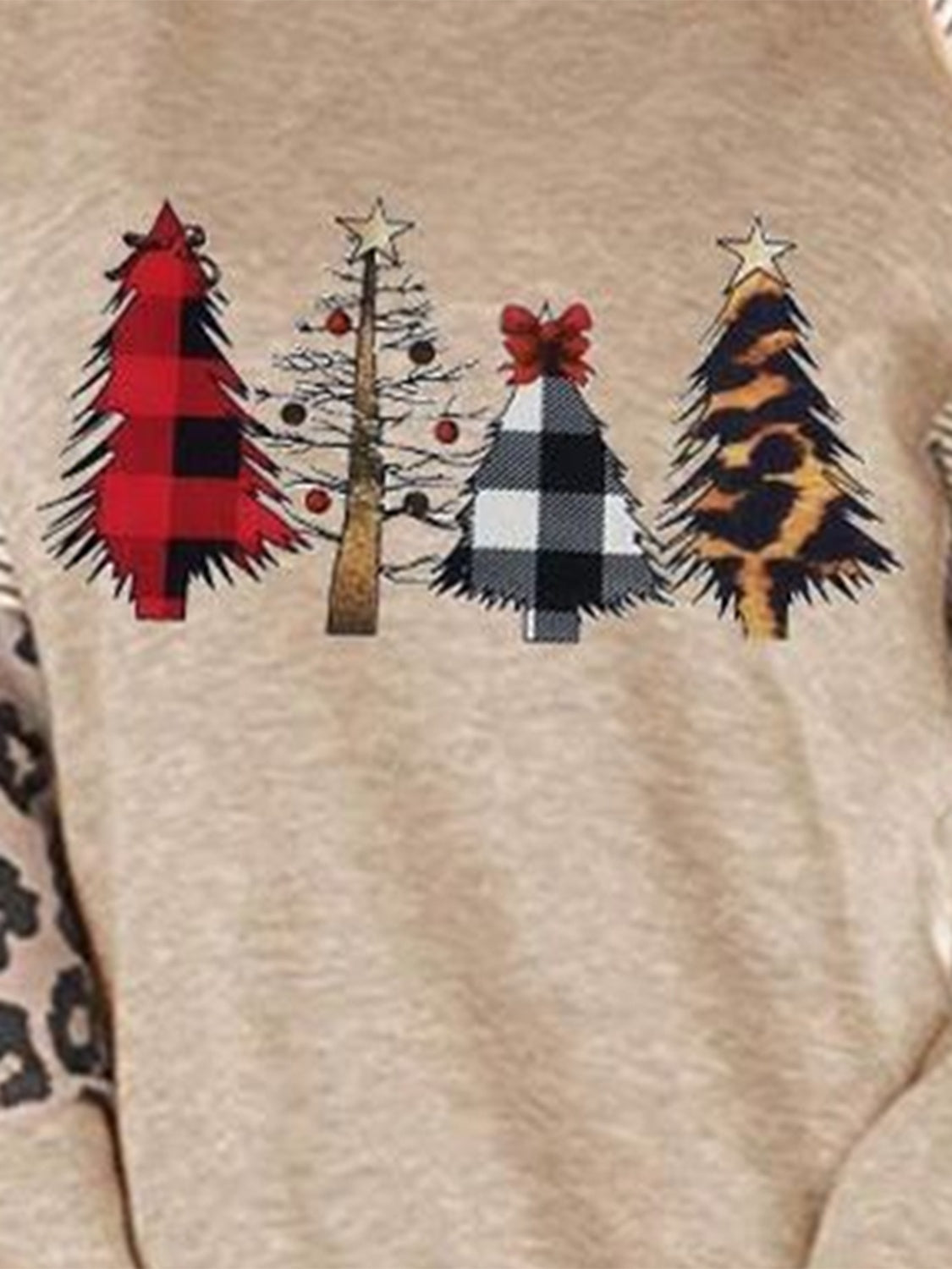 Christmas Tree Graphic Striped Long Sleeve Sweatshirt-Jewearrings