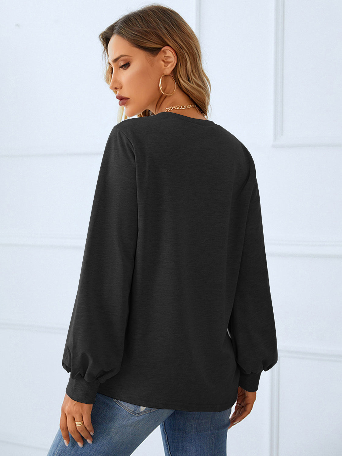 Ruched Detail Round Neck T-Shirt-Jewearrings