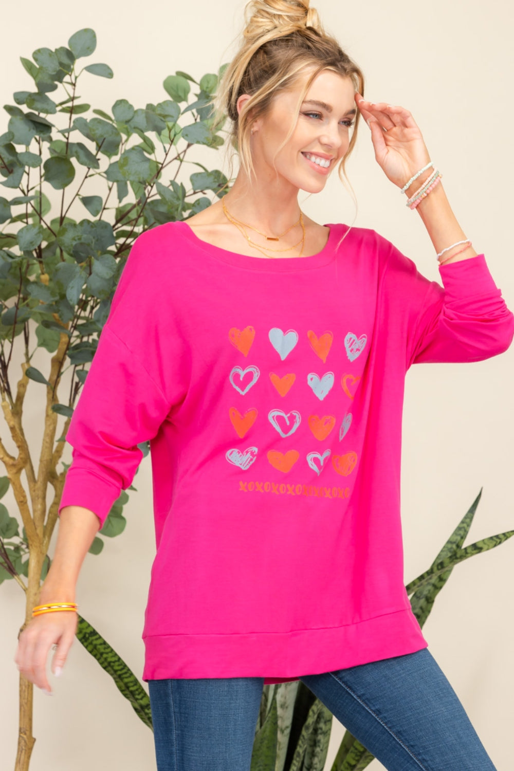 Celeste Full Size Heart Graphic Long Sleeve T-Shirt-Jewearrings