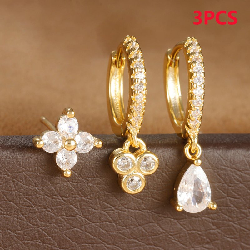 Affordable Luxury Fashion Flowers Zircon Earrings Plated With Real Gold-Jewearrings