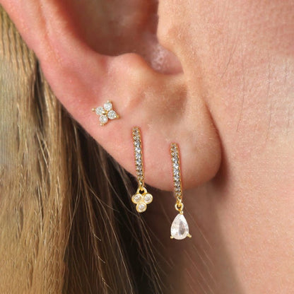 Affordable Luxury Fashion Flowers Zircon Earrings Plated With Real Gold-Jewearrings