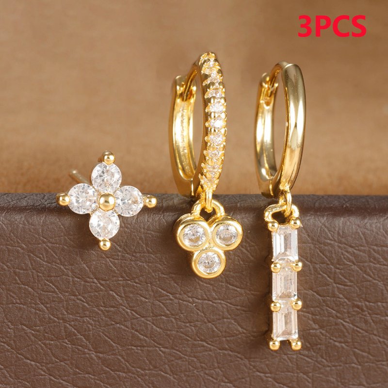 Affordable Luxury Fashion Flowers Zircon Earrings Plated With Real Gold-Jewearrings