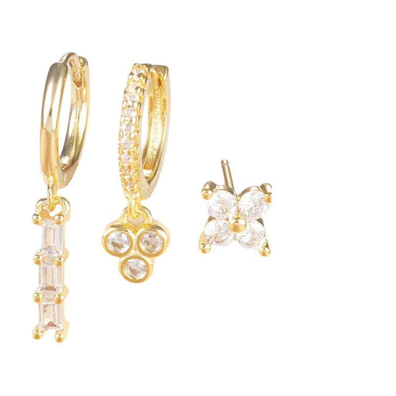 Affordable Luxury Fashion Flowers Zircon Earrings Plated With Real Gold-Jewearrings