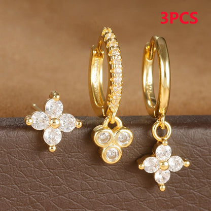 Affordable Luxury Fashion Flowers Zircon Earrings Plated With Real Gold-Jewearrings