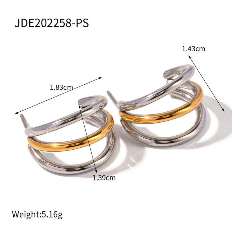 Affordable Luxury Fashion Single Item Earrings Double Matching Gold And Silver Stainless Steel Earrings Jewelry Cross-border New Product-Jewearrings