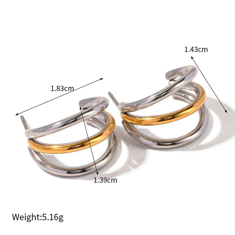 Affordable Luxury Fashion Single Item Earrings Double Matching Gold And Silver Stainless Steel Earrings Jewelry Cross-border New Product-Jewearrings