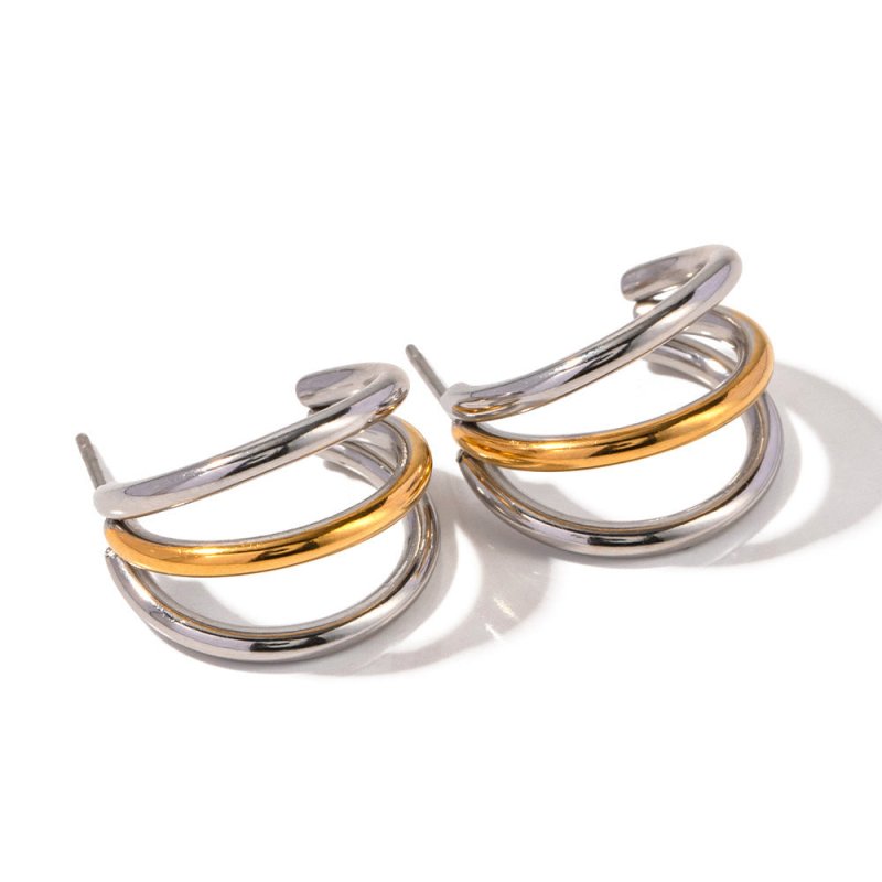 Affordable Luxury Fashion Single Item Earrings Double Matching Gold And Silver Stainless Steel Earrings Jewelry Cross-border New Product-Jewearrings