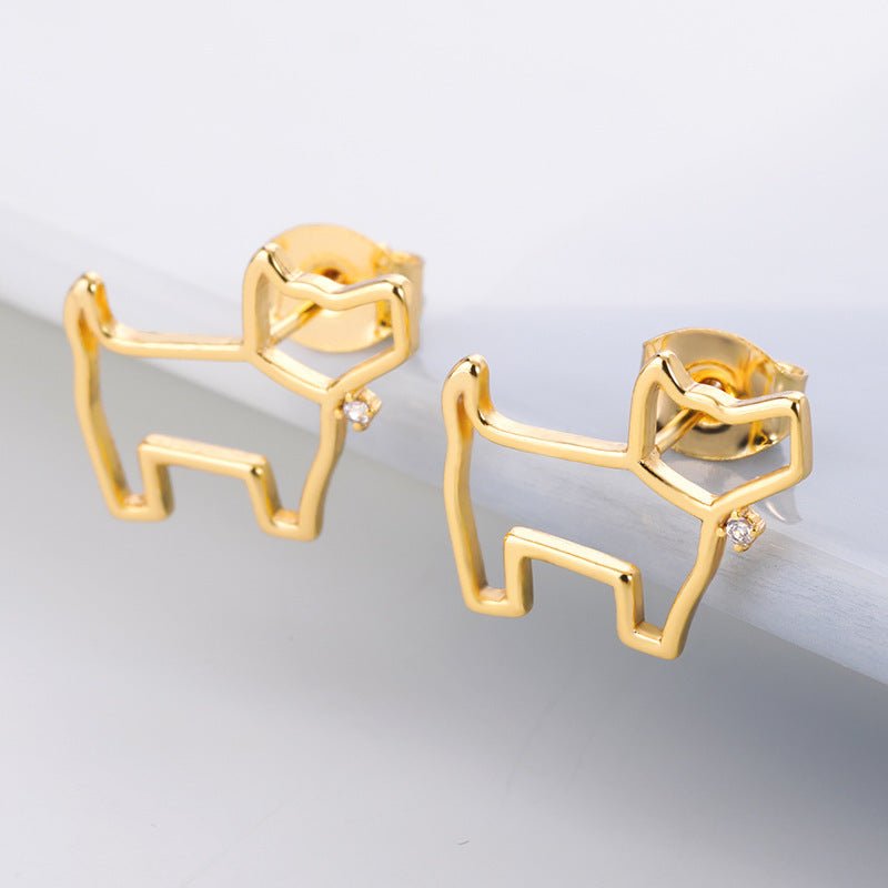 AliExpress New 18k Gold-plated Puppy Stainless Steel Earrings-Jewearrings