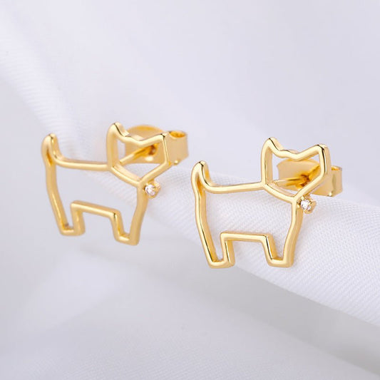 AliExpress New 18k Gold-plated Puppy Stainless Steel Earrings-Jewearrings