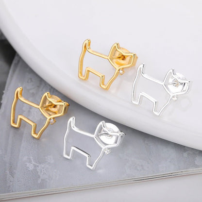 AliExpress New 18k Gold-plated Puppy Stainless Steel Earrings-Jewearrings