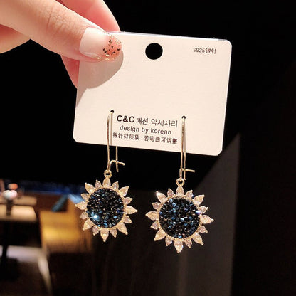 All-match Blue Crystal Circle Earrings With Diamonds-Jewearrings