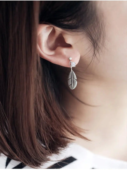 All-match feather stud earrings-Jewearrings