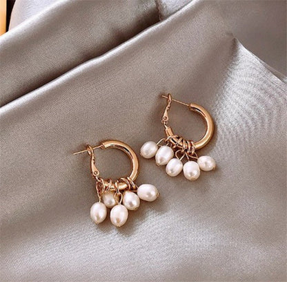 All-match Irregular Pearl Ear Hoop Earrings-Jewearrings