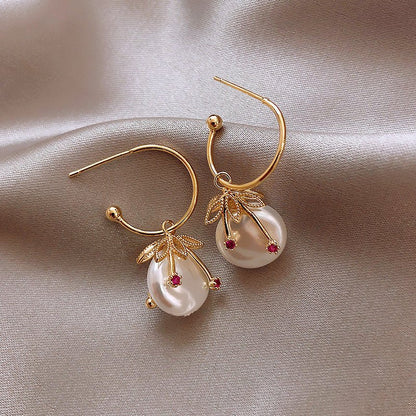 All-match Irregular Pearl Ear Hoop Earrings-Jewearrings