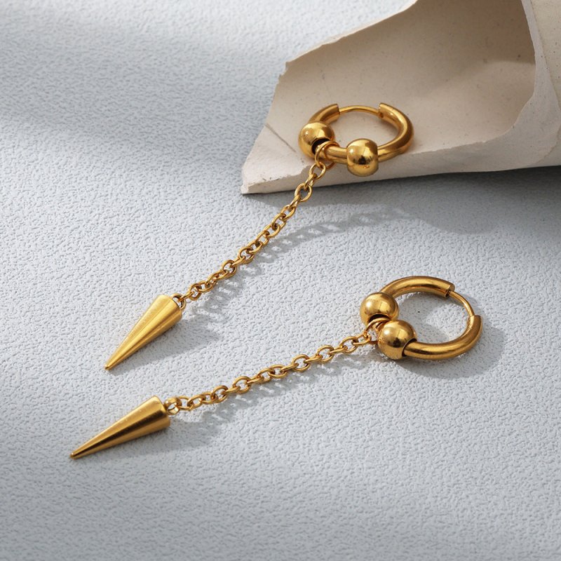 All-match Stainless Steel 18K Furnace Real Gold Plated Long Earrings For Women-Jewearrings