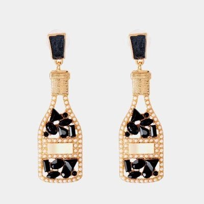 All-matching Graceful Diamond Drop Oil Fashion Imitation Pearl Wine Bottle Shape Earrings-Jewearrings