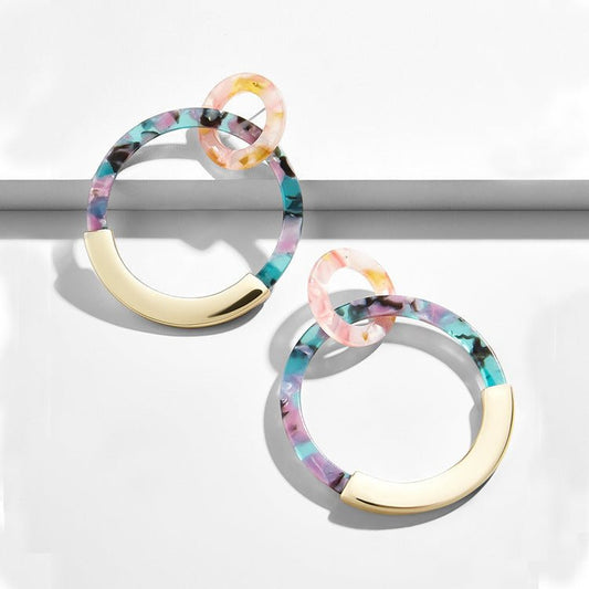 Alloy Acrylic Acrylic Sheet Geometry Circle Earrings-Jewearrings