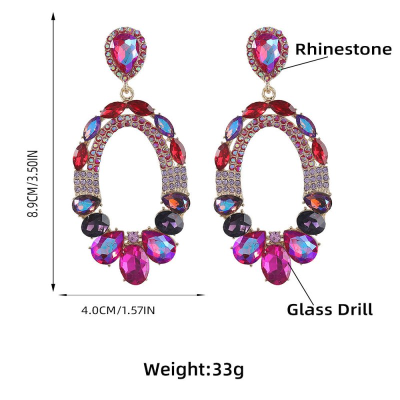 Alloy Acrylic And Glass Diamond Earrings-Jewearrings