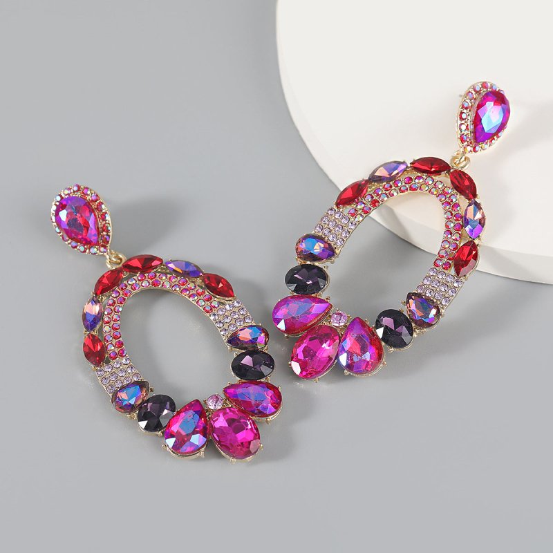 Alloy Acrylic And Glass Diamond Earrings-Jewearrings